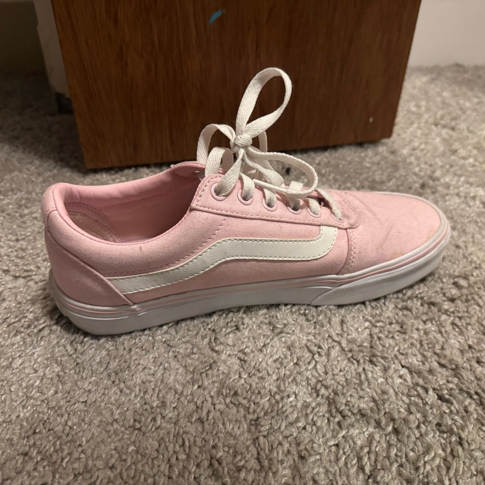 Vans Women's Soft Pink and White Sneakers